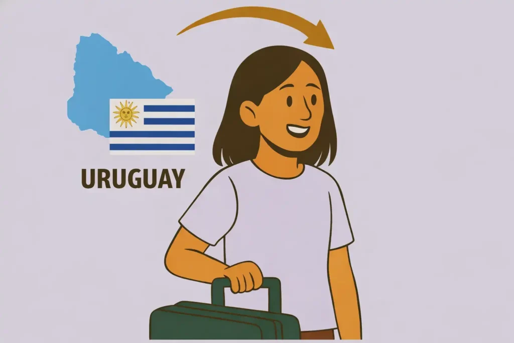 Mujer viajando desde Uruguay
